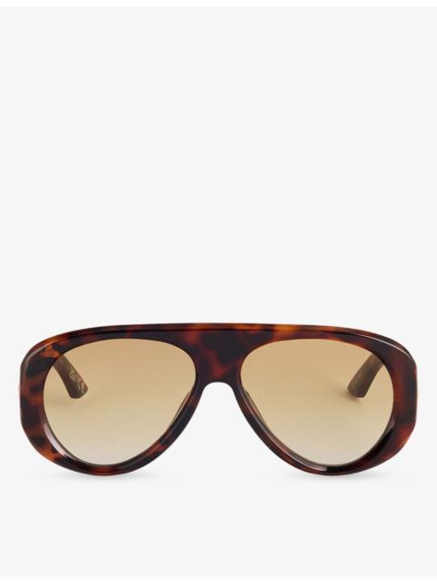 Le Specs Dreamboat Tortoiseshell Aviator-Frame Ecozen Sunglasses
