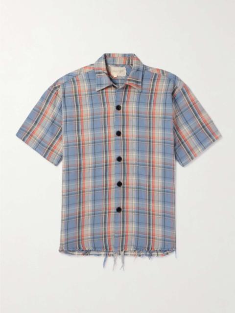 Frayed Checked Cotton-Flannel Shirt