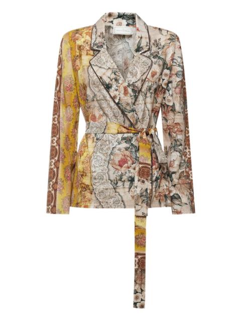 Pierre-Louis Mascia floral-patchwork belted jacket
