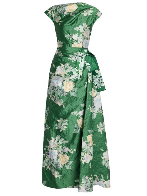 Erdem Floral Textured Asymmetric Gown