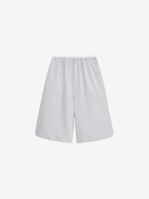 The Frankie Shop Elyn Cotton Bermuda Shorts - Light Blue/Brown Stripe