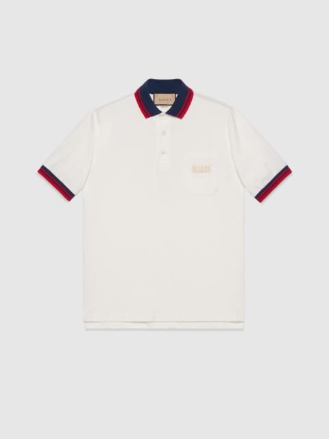 GUCCI Cotton jersey polo with animal print