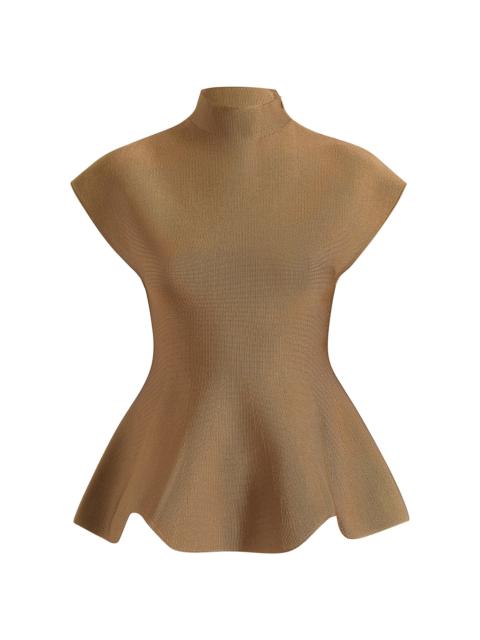 KHAITE Women's Knit Peplum Hem Top - Carob