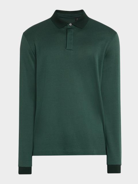 Men's Pado Cotton Textured Long-Sleeve Polo Shirt