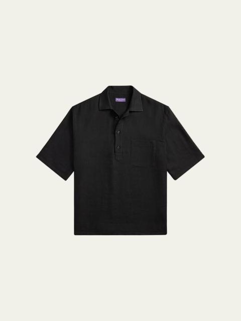 Ralph Lauren Men's Linen and Silk Relaxed Basketweave Polo Shirt