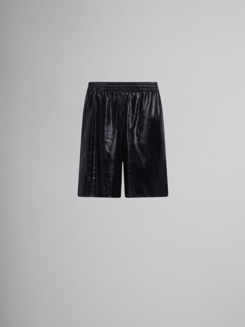 BLACK BERMUDA SHORTS IN ULTRALIGHT NAPLAK LEATHER