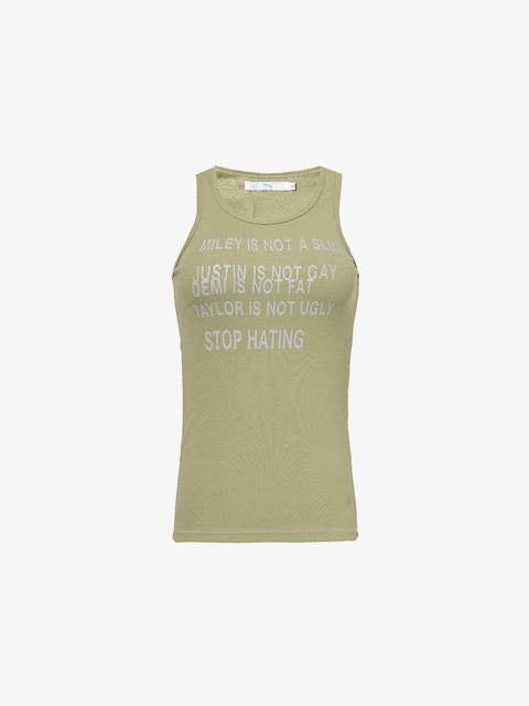 Praying Feel Good Slogan-Print Slim-Fit Cotton Vest