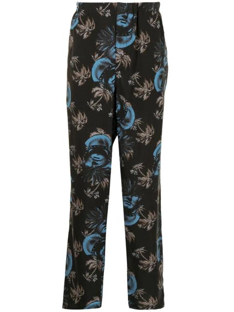 printed straight-leg trousers