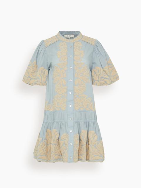 Sea Alexandra Embroidered Bubble Sleeve Tunic in Blue