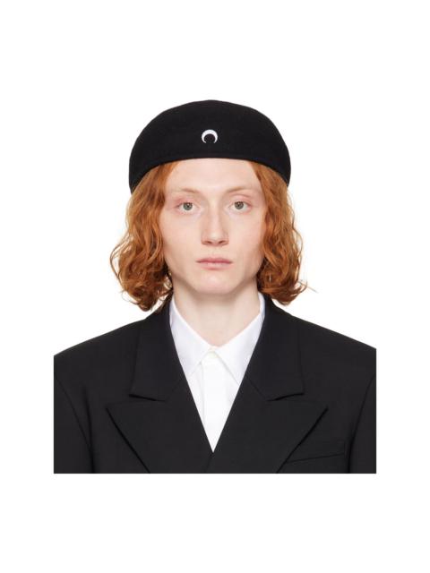 Marine Serre Black Moon Felted Wool Beret