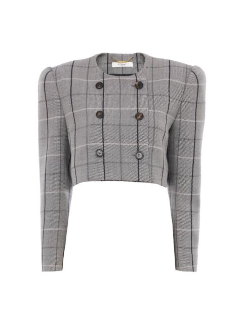 Cropped Wool Checkered Jacket multi