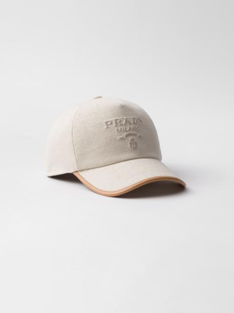 Linen blend baseball cap