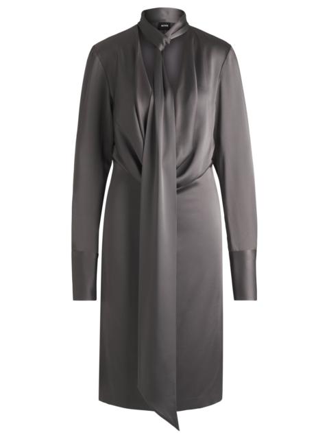 BOSS LONG-SLEEVED DRESS WITH SCARF NECKLINE