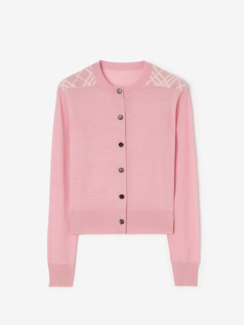 Burberry Check Panel Wool Silk Cardigan