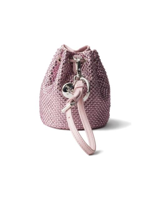 Prada mini Icon satin and crystals keychain charm