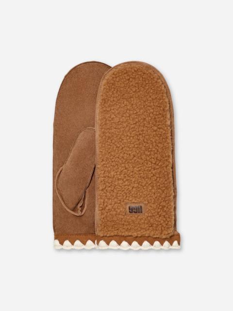 UGG ® Women's ®fluff Scalloped Mitten Leather/Fleece in Chestnut