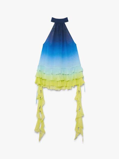 CASABLANCA Blue Gradient Double Georgette Ruffle Dress | Casablanca Paris