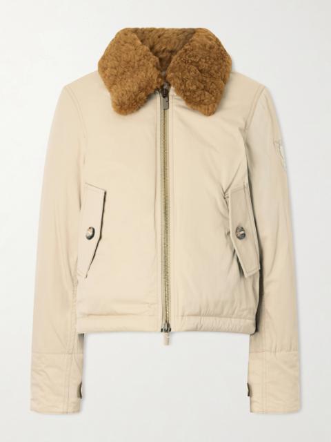 Burberry Gabardine Capsule Shearling-trimmed Appliquéd Cotton-blend Down Jacket