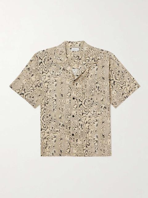 Camp-Collar Printed Cotton-Blend Poplin Shirt
