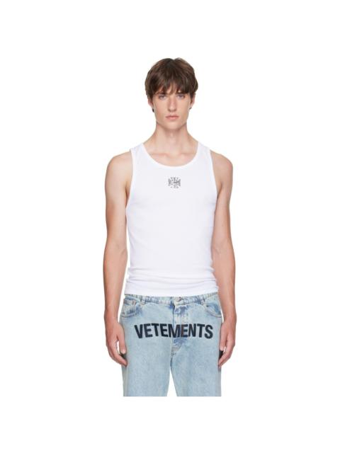 VETEMENTS White Biker Cross Logo Tank Top