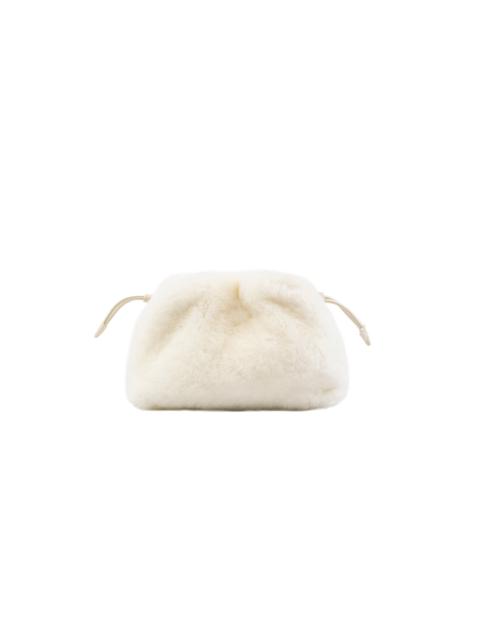 Studio Amelia Alexandra Petite Shearling Drawstring Bag off-white