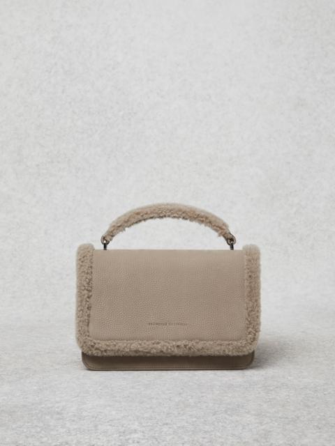 Brunello Cucinelli Nubuck soft bag with monili and shearling details