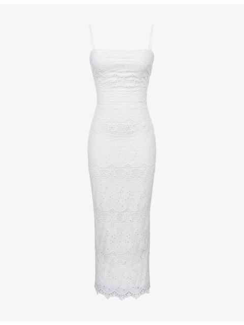 House of CB Serenella Sleeveless Broderie-Anglaise Maxi Dress