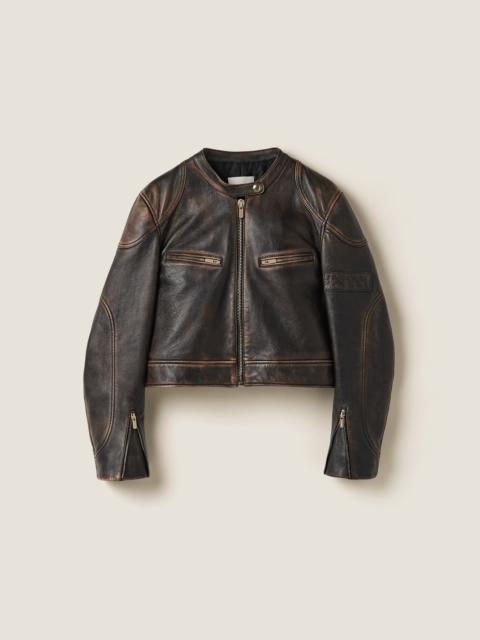 ブルゾン MiuMiu | Nappa leather jacket MPV858_1134_F0V6L_S_232 Sand/coffee Nappa Leather Jacket | Miu Miu