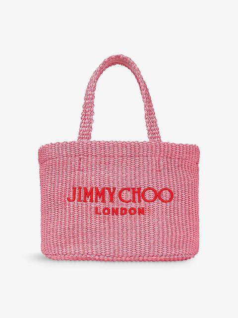 JIMMY CHOO Beach mini raffia tote bag