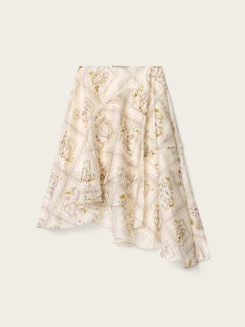 ALLSAINTS HEBA FLORAL ORGANZA LINEN BLEND MIDI SKIRT