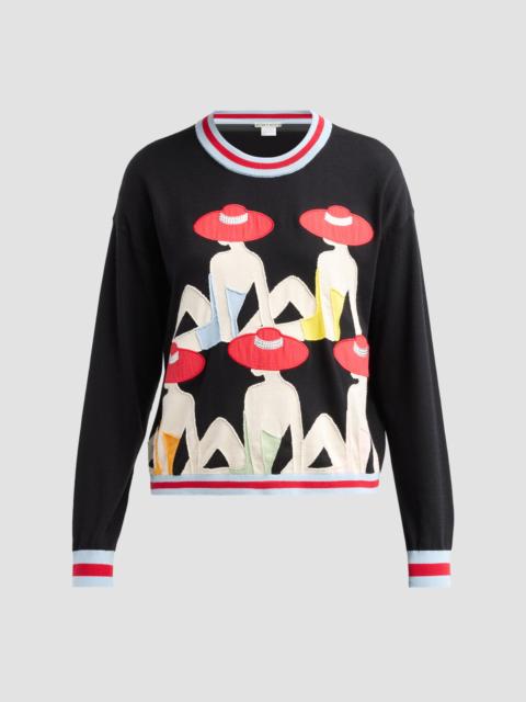 Alice + Olivia Women's Gleeson Embroidered Stretch-Cotton Crewneck Sweater - Multi
