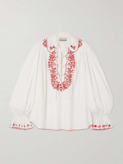 Hearts embroidered organic cotton-poplin shirt