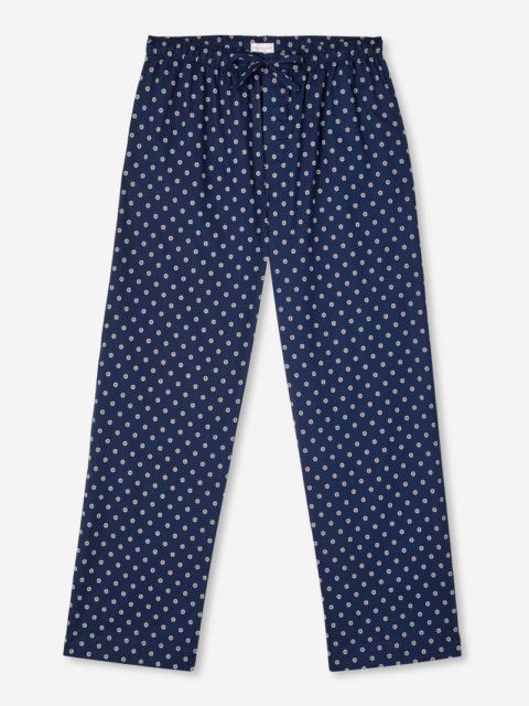Derek Rose Men's Lounge Trousers Nelson 93 Cotton Batiste Navy