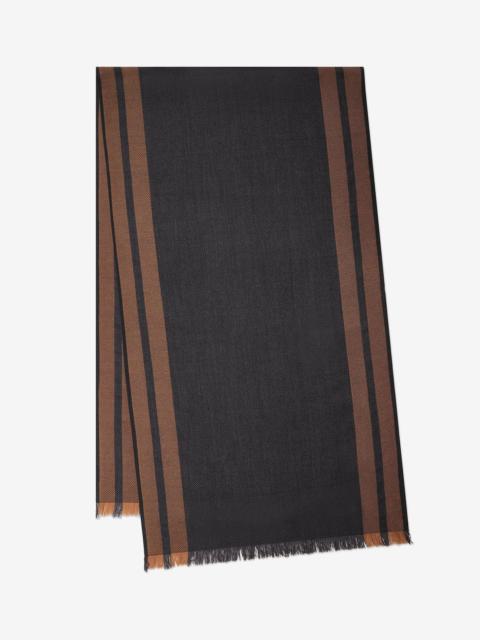 CORNELIANI Grey and brown pure wool scarf