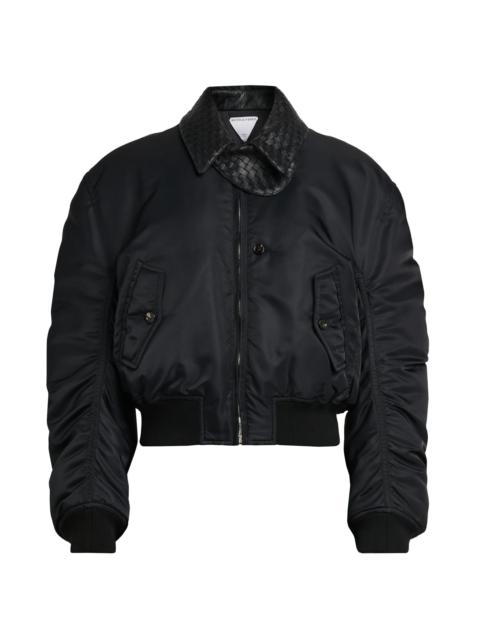 Bottega Veneta Women's Intrecciato Collar Blouson Jacket - Double Black