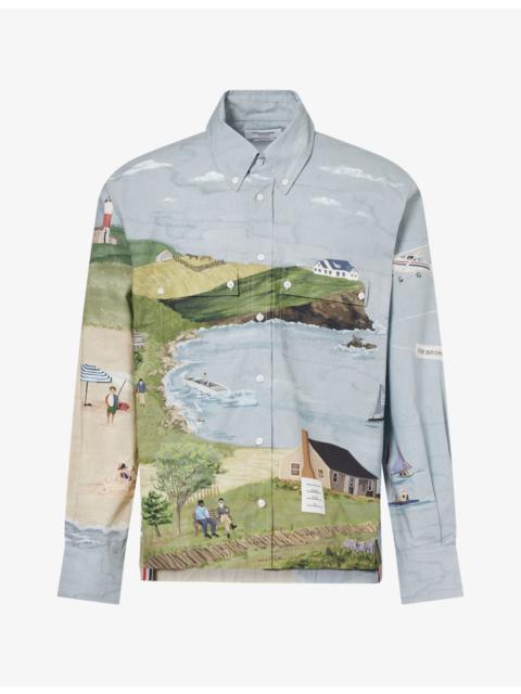 Thom Browne Utility Scenic-Print Cotton Shirt