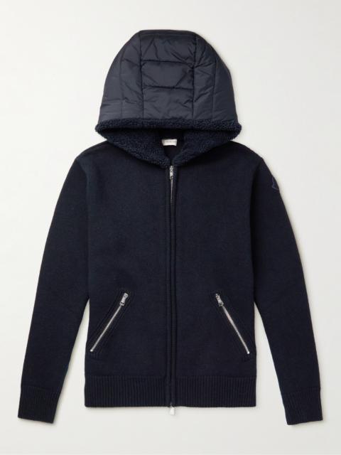 Moncler Shell-Trimmed Wool Zip-Up Hooded Sweatshirt