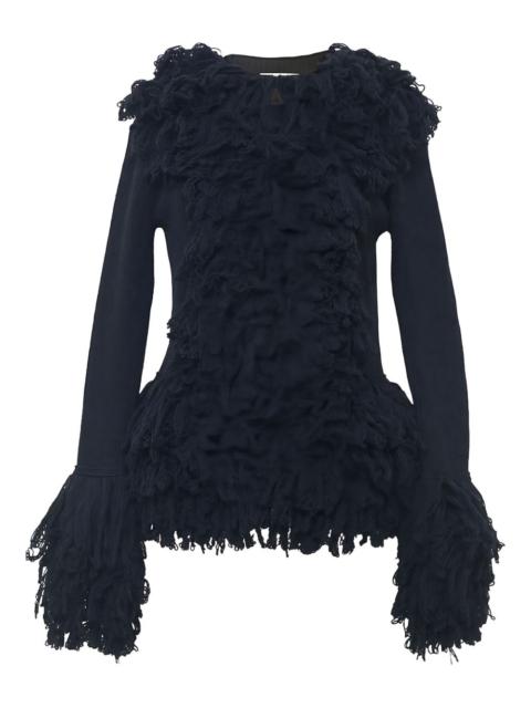 rokh peplum fringed cardigan