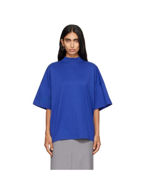 Jil Sander Blue Cotton Mock-Neck T-shirt