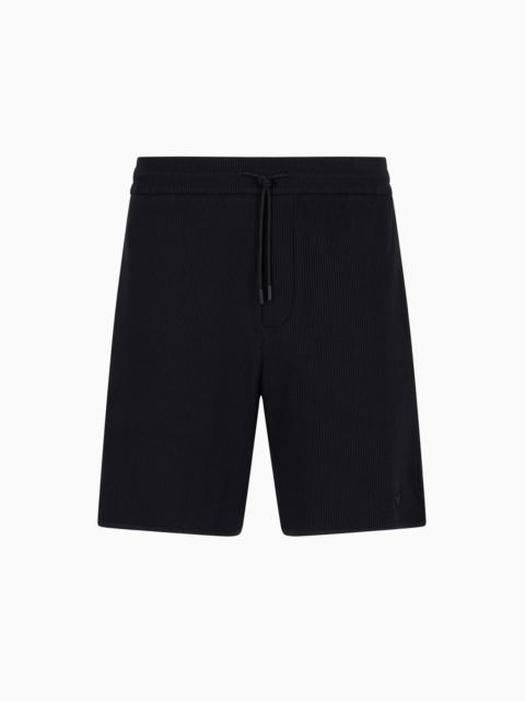 EMPORIO ARMANI Comfort-fit drawstring Bermuda shorts in canneté jersey