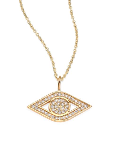 SYDNEY EVAN Women's Small Pavé Evil Eye Diamond & 14K Yellow Gold Pendant Necklace - Gold