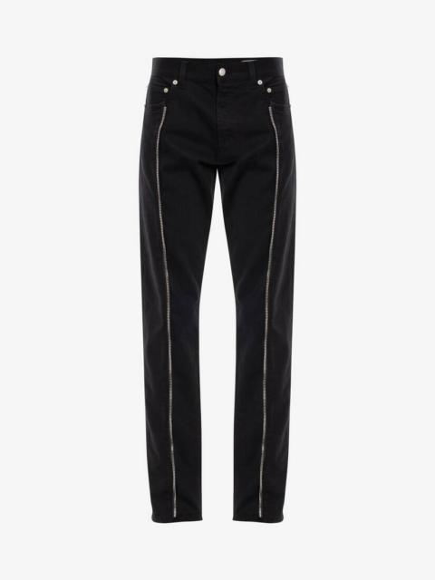 Alexander McQueen Zip Detail Denim Jeans in Black