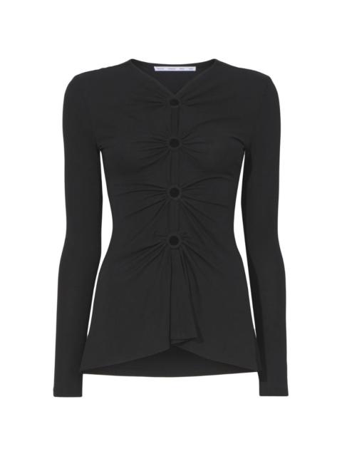 cut-out detailed long-sleeved top