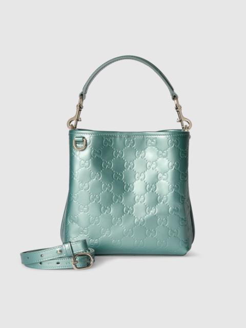 GUCCI GG Emblem small bucket bag