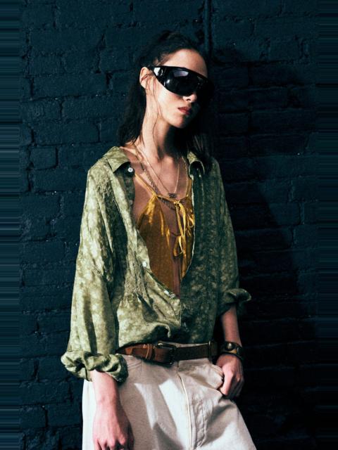 R13 PINTUCK DROP NECK SHIRT