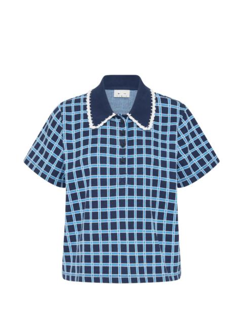 THE UPSIDE Clubhouse Dom checked crochet-trim polo shirt