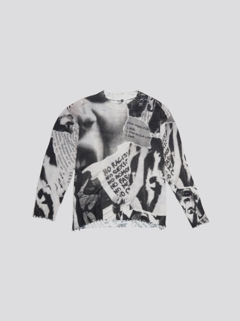 R13 PRINTED BOYFRIEND SWEATER - NEWSPAPER