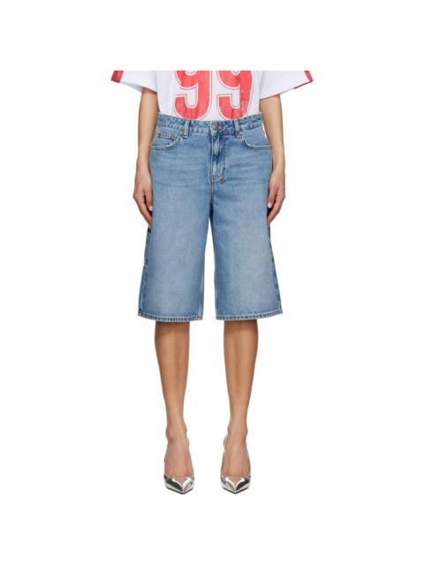 Ksubi Blue Low Rider Swept Denim Shorts