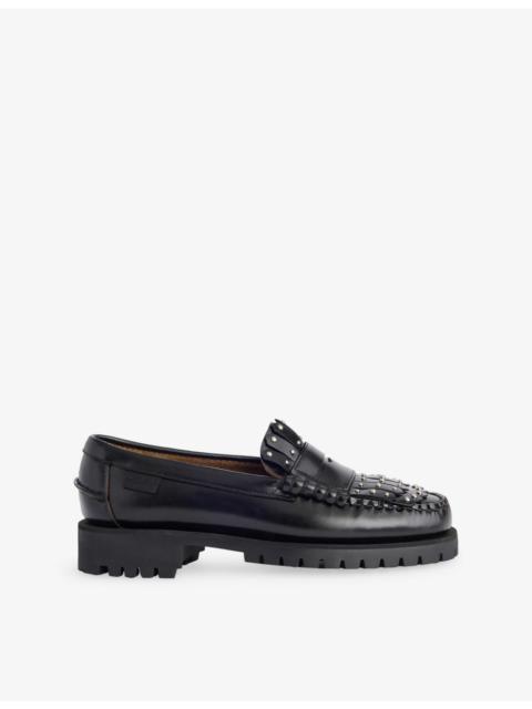 WEEKEND Max Mara Stud-Embellished Penny Leather Loafers