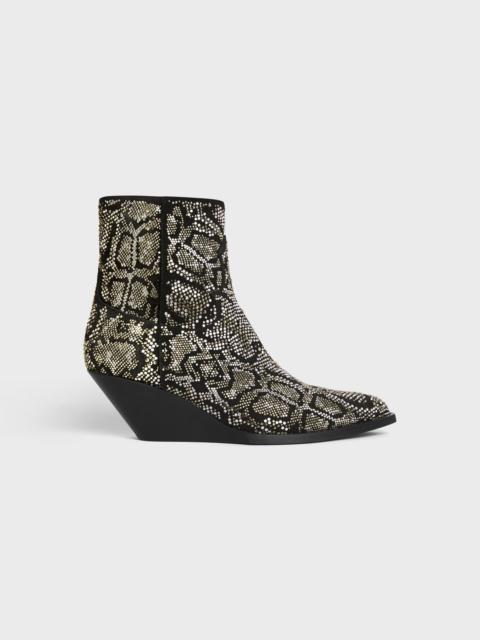 CELINE CELINE MOON ZIPPED BOOTS STRASSED ALL OVER in SUEDE CALFSKIN AND STRASS PATTERNED PYTHON